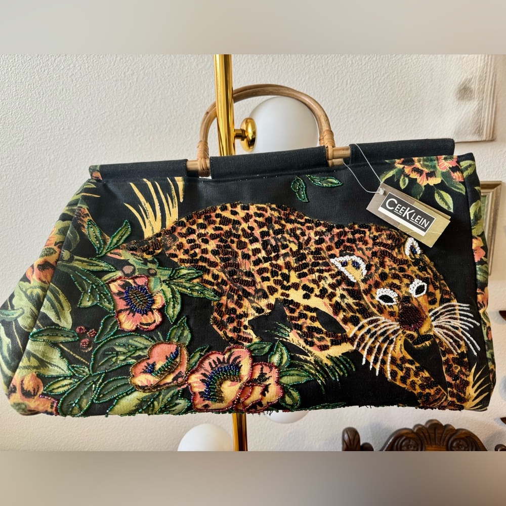 Cee Klein Leopard, Beaded Over Night Bag